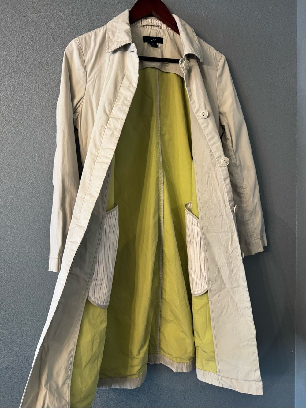 GAP 100% Cotton Khaki Trench Jacket with Navy Label